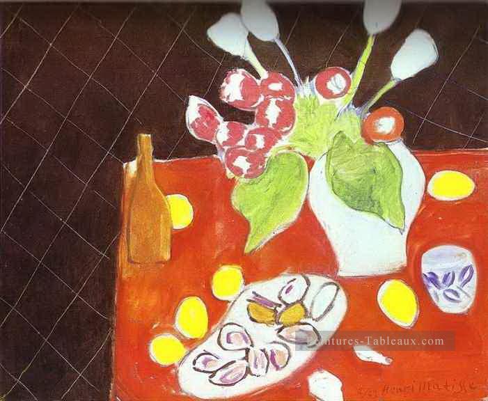 Tulipes et huîtres sur Black Background fauvisme abstrait Henri Matisse Peintures à l'huile